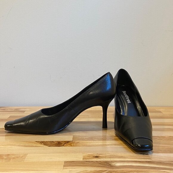 Vintage Feet First Gemina Black Leather Pointed-Toe Heels 6.5 genuine leather - Picture 6 of 16